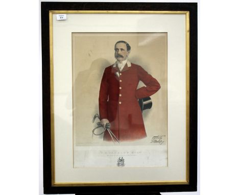 A LATE 19TH/ EARLY 20TH CENTURY POLYCHROME LITHOGRAPH by W.E. Oakeley esq., master of the Atherstone fox hounds, published by