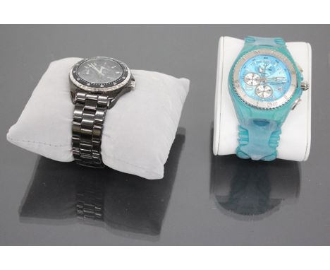 A POLICE NAVY II LADIES WRIST WATCH with black metal link strap complete with instruction manual, warranty booklet and origin