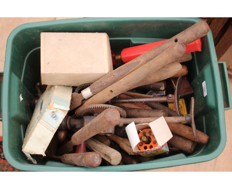 A COLLECTION OF ANTIQUE AND LATER LARGE CHISELS and further tools