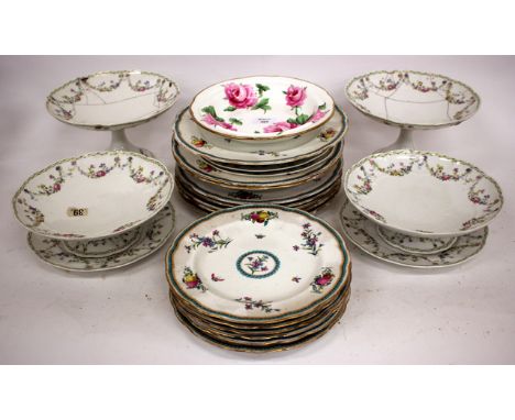 A PART T GOODE & CO, LONDON SPODE COPELANDS CHINA PORCELAIN DINNER SERVICE decorated with flowers, fruits and insects togethe