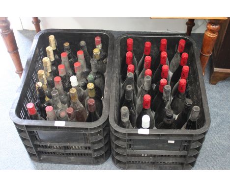 A QUANTITY OF VARIOUS WINE AND SPIRITS, Beaujolais village, ruby port, sherry saar riesling etc