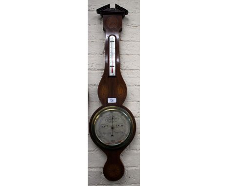 A GEORGIAN STYLE BAROMETER fitted with spirit thermometer and showing makers name of 'Short and Mason', 85cm tall overall