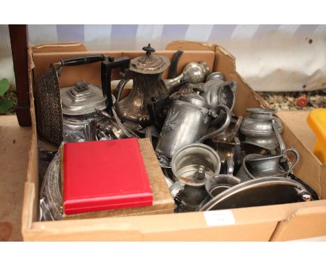 A QUANTITY OF VARIOUS SILVER PLATE and other metal wares to include a four piece tea and coffee set, pewter and other tankard