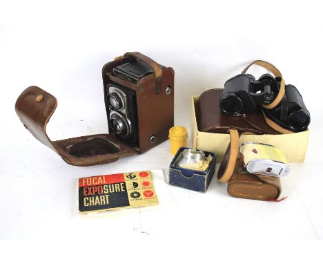 Ciro Flex camera in case and a pair of Noctovist binoculars in original case, etc.