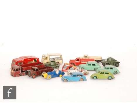 A collection of assorted unboxed and playworn Dinky diecast models, to include a Studebaker Esso Tanker n red with light blue