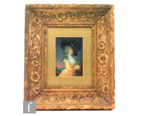 An early 20th Century rectangular porcelain panel decorated by Leslie Johnson with a hand painted portrait of Lady Elizabeth 