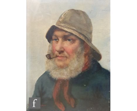 DAVID W. HADDON, RBA (1859-1914) - Portrait of a fisherman, oil on board, signed, framed, 30cm x 22cm, frame size: 32cm x 25c