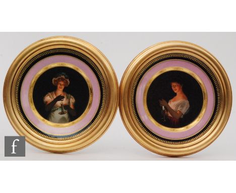 A pair of late 19th Century Vienna type cabinet plates both decorated with hand painted portraits after the originals by Geor