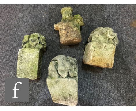 Four acanthus and foliate carved corbel stones or bosses, S/D. (4) 