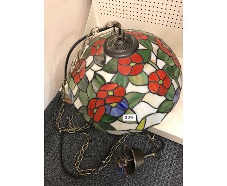 A Tiffany style hanging glass lamp shade, Dia. 41cm.