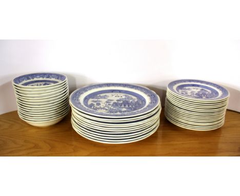 An extensive quantity of Spode blue room collection Willow pattern dinner china.