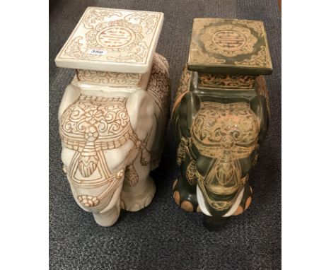 Two Chinese glazed ceramic elephant stools, H. 43cm.