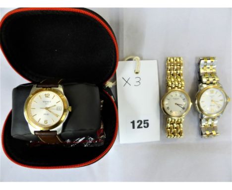 A Tissot PR50 J376/476 gentlemans watch, a Tissot Ballade C477/577 gentlemans watch, a Raymond Weil 9181 gold plated watch (3