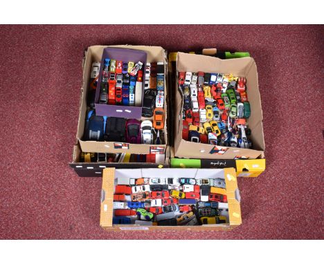 A QUANTITY OF UNBOXED AND ASSORTED MODERN DIECAST AND PLASTIC VEHICLES, to include Norscott Caterpillar 980G Forest Loader, N