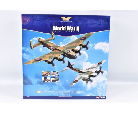 A BOXED LIMITED EDITION 1:72 SCALE CORGI AVIATION ARCHIVE WORLD WAR II EUROPE AND AFRICA DIECAST TWO PLANE SET, numbered AA99