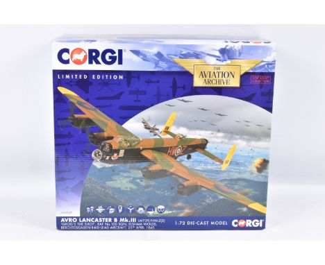 A BOXED LIMITED EDITION 1:72 SCALE CORGI AVIATION ARCHIVE AVRO LANCASTER B Mk.III DIECAST MODEL AIRCRAFT, numbered AA32627, i