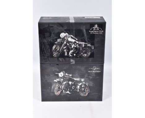 TWO BOXED MINICHAMPS 1:12 SCALE MODEL CLASSIC BIKES, to include a Vincent - HRD Series C in Black Shadow 1950, Classic Bike S