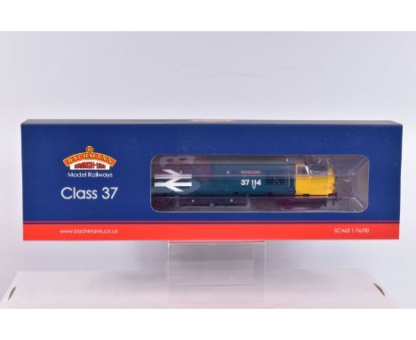 A BOXED OO GAUGE BACHMANN BRANCHLINE MODEL RAILWAY Class 37, no. 37114 ' Dunrobin Castle' in BR Blue Large Logo, Michleover M