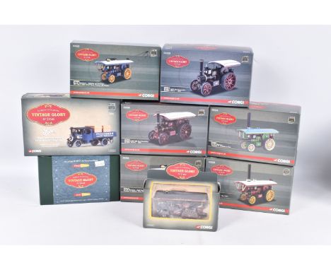 NINE BOXED LIMITED EDITION CORGI VINTAGE GLORY OF STEAM 1:50 SCALE DIECAST MODEL VEHICLES, to include a Burrell Showmans - 'L