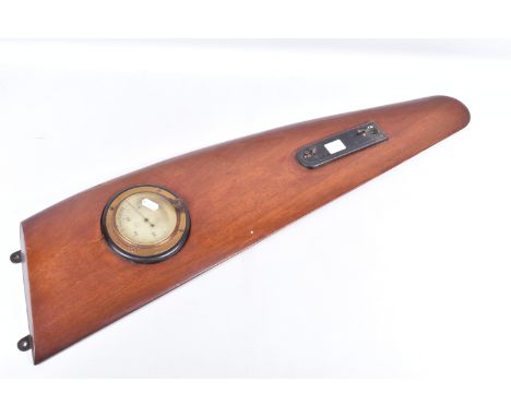 A SECTION OF WOODEN PROPELLER FITTED WITH BAROMETER, wooden construction, approximate length 825mm, barometer signed 'R. Bail