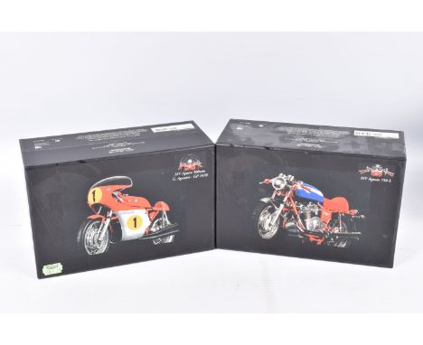 TWO BOXED 1:12 SCALE CLASSIC BIKE SERIES DIECAST MV AGUSTA DIECAST MODELS, the first is a MV Agusta 750 S numbered 122 121400