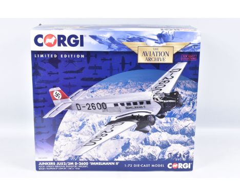 A BOXED LIMITED EDITION 1:72 SCALE CORGI AVIATION ARCHIVE JUNKERS JU52/3M D-2600 ' IMMELMEANN II', numbered AA36909, included