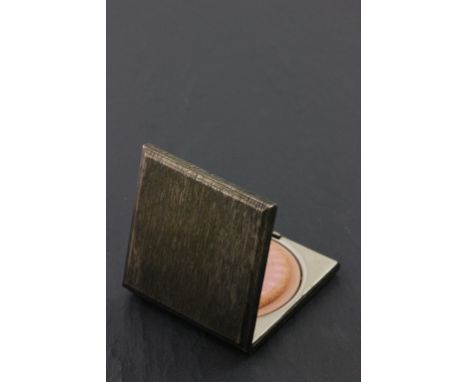 Kigu of London Silver Cased Compact, bark effect case, London 1972