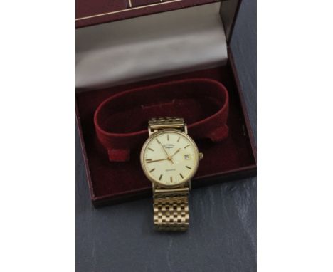 Rotary Gents 9ct Gold Wristwatch on 9ct Gold Open Link Strap in Original Box