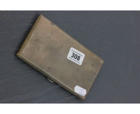 Silver Cigarette Case, engine turned, Birmingham 1934