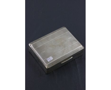 Art Deco Silver Cigarette Box with engine turned decoration, Birmingham 1927