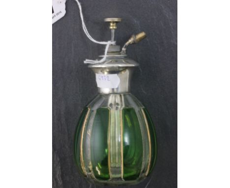 Early 20th century Green Glass Atomiser with Sterling Silver Top