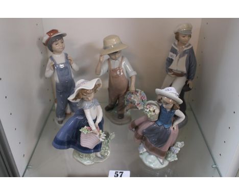 Collection of 5 Lladro Figurines inc. Flower girl and boy etc 