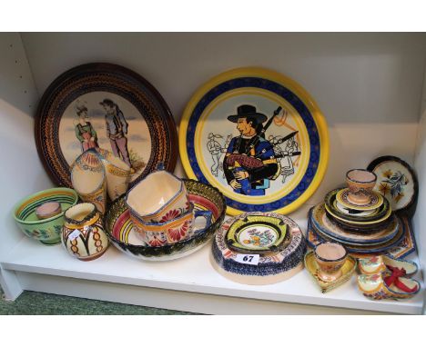 Large Collection of assorted French Quimper Pottery inc Plates, Bowls etc 