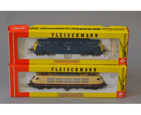 H0 scale Fleischmann 2 x locomotives. Ref 4247 Warship "Glory" & Ref 4375 DB pantograph electric. Both VG boxed.