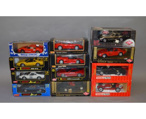 12 x 1:18 scale diecast Ferrari models, by Anson, Guiloy, Polistil and Maisto. G-VG in dusty boxes.