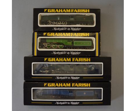 OO Gauge. Graham Farish. 4 x locomotives. LNER A3 "Flying Scotsman", BR blue A4 "Mallard", BR green "Dominion of Canada" & BR