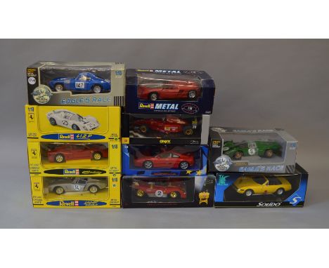 10 x 1:18 scale diecast Ferrari models by Jouef, Onyx, Solido, Eagle's Race, UT Models and similar. G-VG in dusty boxes.