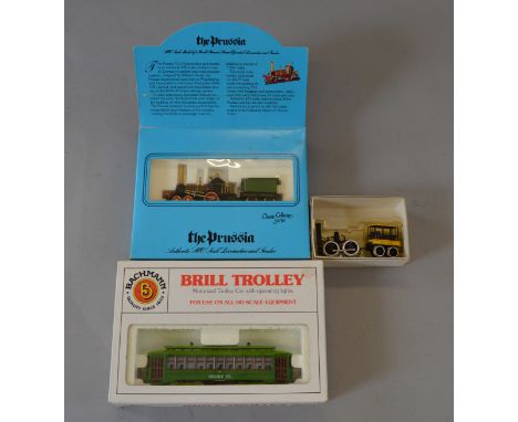 H0 scale. Bachmann. The Prussia & De Witt Clinton locomotives together with Brill Trolley tram. Overall G