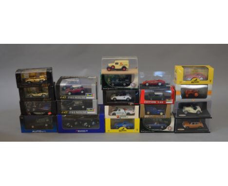 20 x 1:43 scale diecast models, includes: Model Best gold plated models; ArtModel; Brumm; Revell; etc. G-E, boxed.