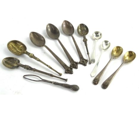 A collection of silver commemorative type spoons, each with revival designs, to include three Shetland spoons, 3¼oz, and a si