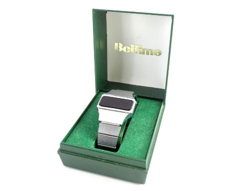 A Beltime digital watch, with instructions, stamped 28th September 1977, in original box.