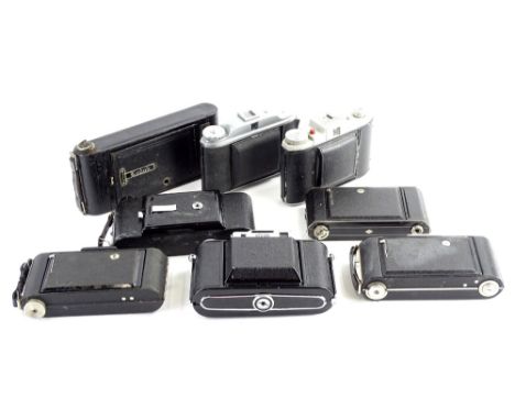 A Kodak bellows camera, and various other similar cameras.