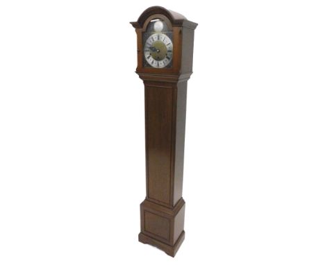 An Elliot grandmother clock, the brass dial with silvered chapter ring, signed, Rapport, in a walnut case with Westminster ch