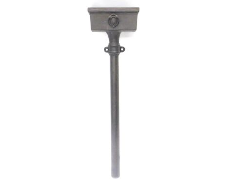 An Edwardian cast iron rainwater hopper, with a section of downpipe, 103cm H overall.