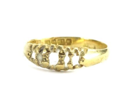 An 18ct gold dress ring, lacking stones, ring size N½, 2.1g.