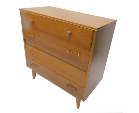 A Lebus retro light oak chest of four drawers, (AF), 78cm W.
