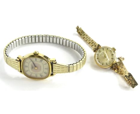 Two wristwatches, to include a 9ct gold Rotary ladies cocktail watch, engraved to back To Vivian from Mum and Dad on the occa