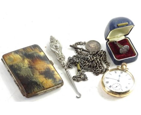 Various items, to include a gold plated pocket watch, with engraving presented to Mr Ernest Dixon from the working staff and 