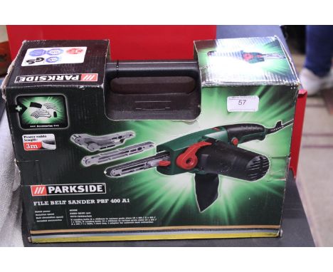 A new boxed 240v electric fine belt sander. 