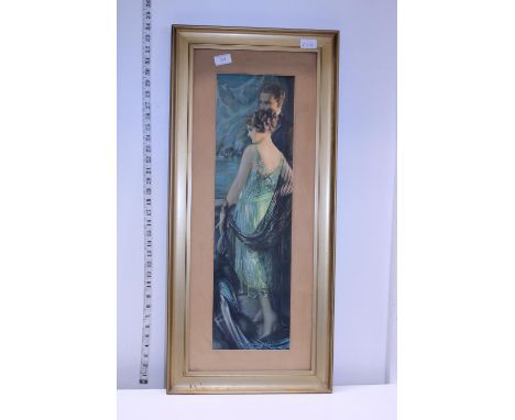 A gilt framed print entitled 'Honeymoon in the Alps', shipping unavailable 